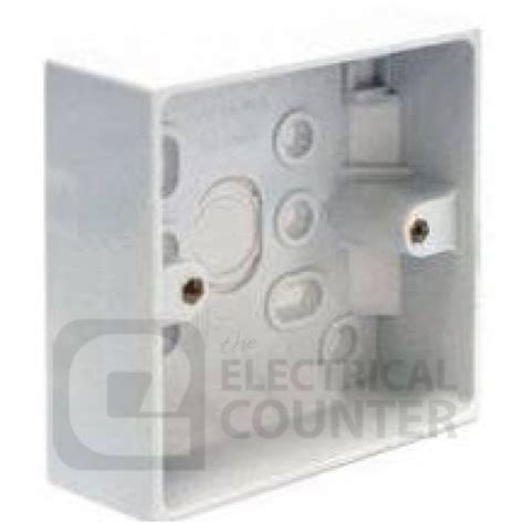 bg electrical 1 gang surface pattress box 32mm white|White Moulded Surface (Pattress) Box Single 1 Gang 32mm.